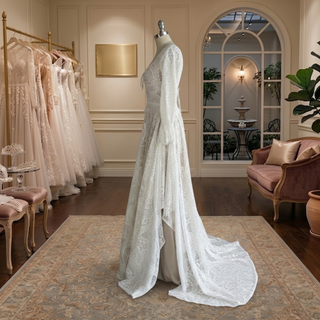 Boho Long Sleeve Lace A-Line Wedding Dress