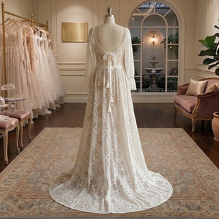 Boho Long Sleeve Lace A-Line Wedding Dress