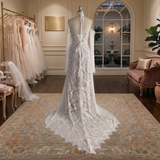 Boho Halter High Slit Lace Wedding Dress