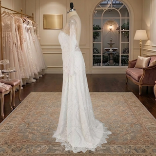 Boho Illusion Long Sleeve Lace Wedding Dress