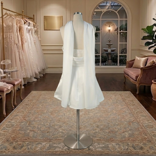 Beaded Strapless Satin Mini Wedding Dress