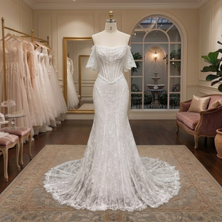 Off Shoulder Lace Mermaid Corset Wedding Dress