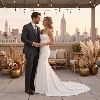 Ruched Strapless Satin Mermaid Wedding Dress