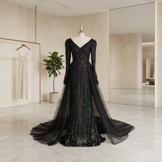 Gothic Sequin Mermaid Wedding Dress