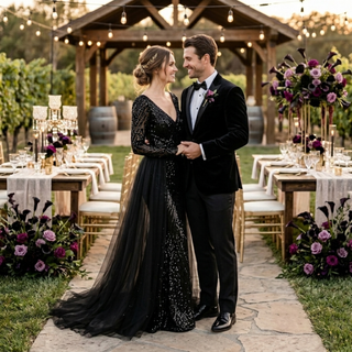 Gothic Sequin Mermaid Wedding Dress
