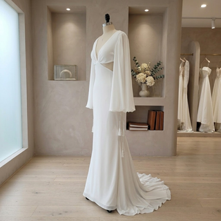 Minimalist Side-Cutout Wedding Dress