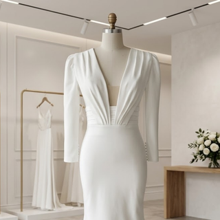 Vestido de novia sirena de manga larga