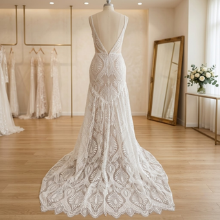 V-Neck Spaghetti Strap Bridal Gown