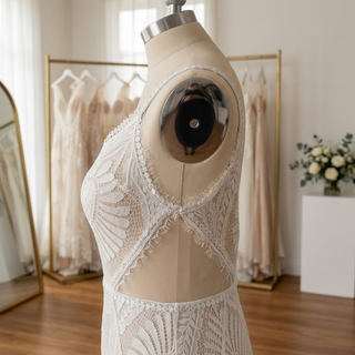 V-Neck Spaghetti Strap Bridal Gown