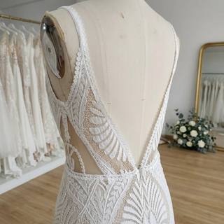 V-Neck Spaghetti Strap Bridal Gown