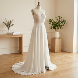 Sweetheart Chiffon Beach Wedding Dress