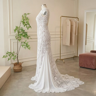 Dreamy Boho V-Neck Lace Wedding Dress
