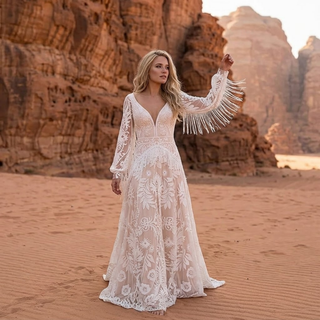 Boho Lace A-Line Wedding Dress