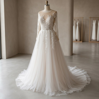 Elegant Lace A Line Wedding Dress