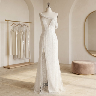 One Shoulder A-Line Wedding Dress