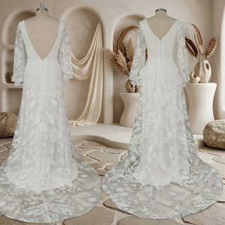 Boho Lace A-Line Wedding Dress