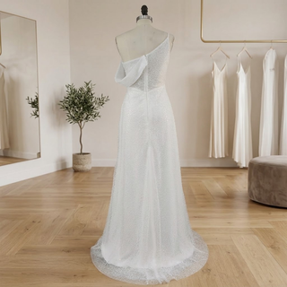One Shoulder A-Line Wedding Dress