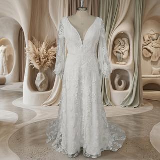 Boho Lace A-Line Wedding Dress