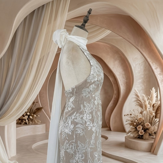 Halter Backless Mermaid Lace Wedding Dress