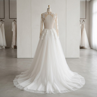 Elegant Lace A Line Wedding Dress