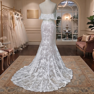 Inspired Off Shoulder Lace Mermaid Wedding Dress