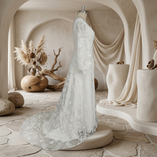 Boho Lace A-Line Wedding Dress