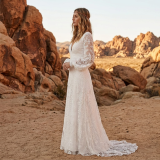 Boho Lace A-Line Wedding Dress