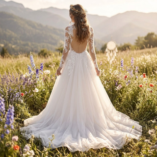 Elegant Lace A Line Wedding Dress