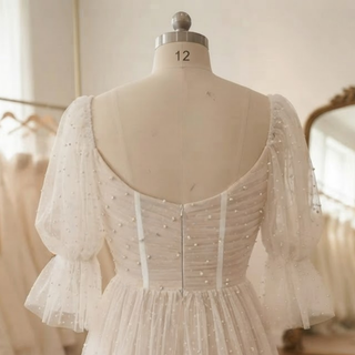 Mini Tulle Wedding Dress with Pearls