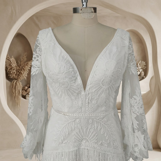 Boho Lace A-Line Wedding Dress