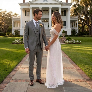 One Shoulder A-Line Wedding Dress