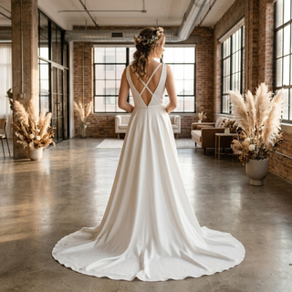 Vestido de novia minimalista de satén