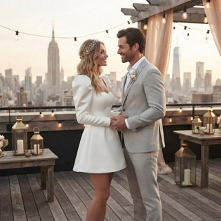 Elegant Detachable Bow Mini Wedding Dress