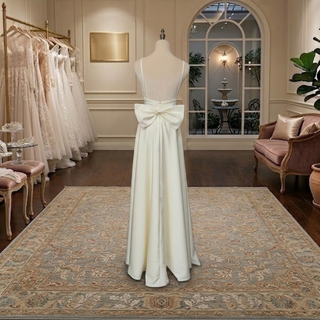 Satin Plunging V-Neck High Slit Wedding Dress