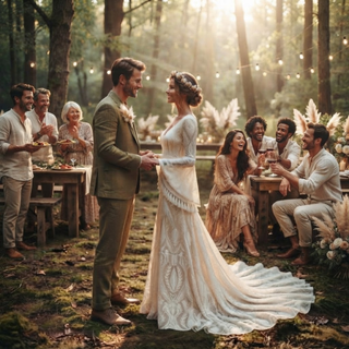Boho Fringe Lace Wedding Dress