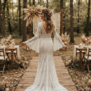 Luxury Lace Boho Wedding Dress