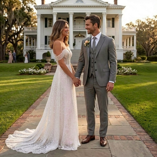 One Shoulder A-Line Wedding Dress