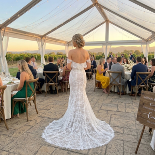 Inspired Off Shoulder Lace Mermaid Wedding Dress
