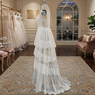 Tiered Boho Lace Wedding Dress