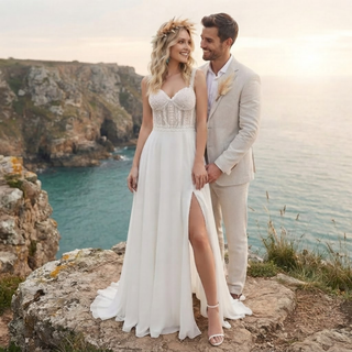 Sweetheart Chiffon Beach Wedding Dress