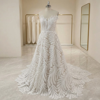 Large Leaf Sweetheart A-Line Wedding Dress