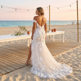 3D Floral Off-Shoulder Wedding Dress