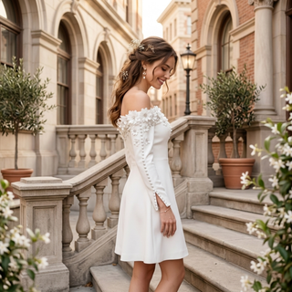 Modest Vintage 3D Floral Mini Dress