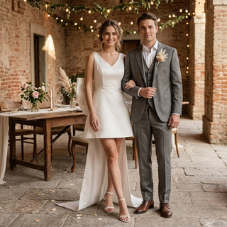 Mini Elegant Backless Bridal Gowns