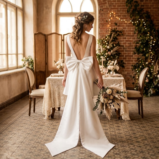 Mini Elegant Backless Bridal Gowns