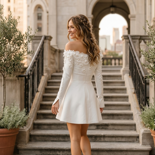 Modest Vintage 3D Floral Mini Dress