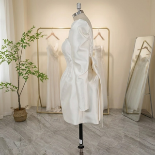 Elegant Detachable Bow Mini Wedding Dress