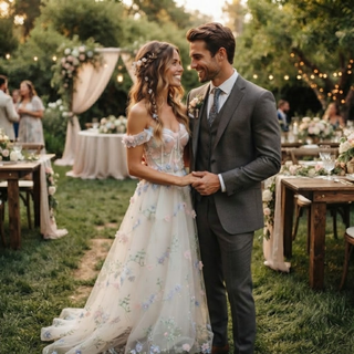 Pastel 3D Floral Corset Wedding Dress