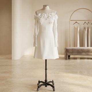 Modest Vintage 3D Floral Mini Dress