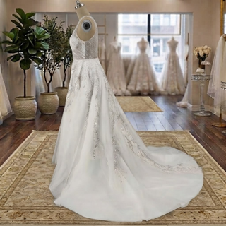 Sparkly Sleeveless Lace Wedding Dress